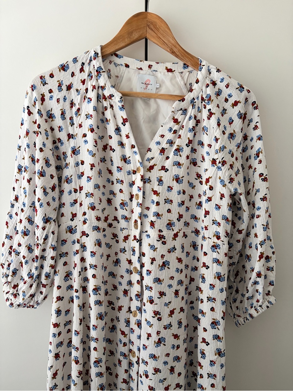 Hatch White Midi Dress with Navy & Red Floral Print - Picture 4 of 9